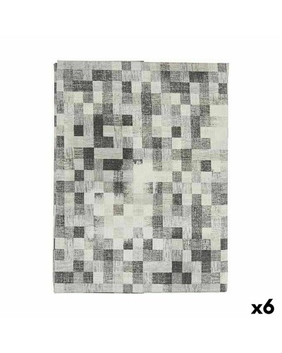 Tafelkleed Dun canvas Anti-vlek Ruiten 140 x 180 cm Grijs (6 Stuks)