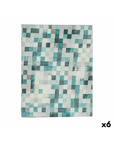 Tovaglia Antimacchia in Tela Quadri, 140x180 cm, Turchese, Confezione da 6