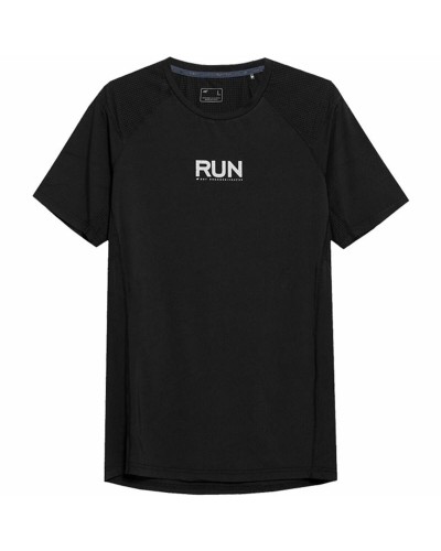 4F Camiseta Running Hombre Negra Manga Corta - Transpirable para Correr
