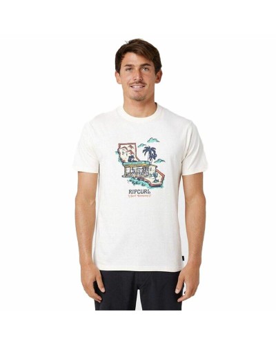Rip Curl Camiseta Framed Blanca Hombre - Algodón Orgánico, Casual Verano
