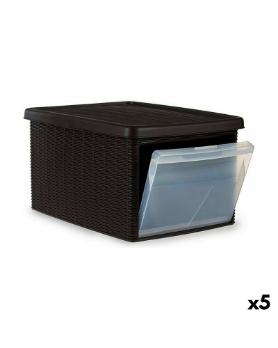 Boîte de Rangement Stefanplast Elegance Latérale 29x21x39cm Marron (5 Pièces)
