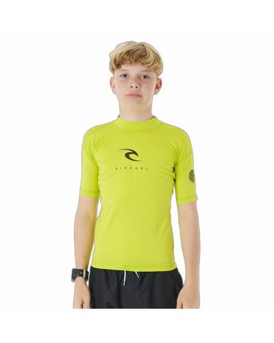 T-Shirt met Korte Mouwen voor kinderen Rip Curl Corps S/S Rash Geel Branding Lycra