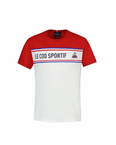 Le Coq Sportif T-shirt Enfant N°2 Tricolore Blanche - Manches Courtes Coton

