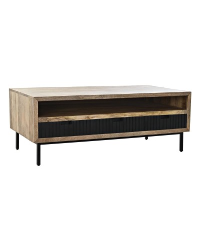 DKD Home Decor Coffee Table in Mango Wood and Metal, 120 x 60 x 45 cm, Black and Light Brown
