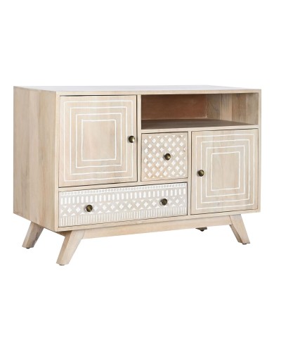 DKD Home Decor Aparador de Madera de Mango Blanco Natural, 115 x 42 x 75 cm
