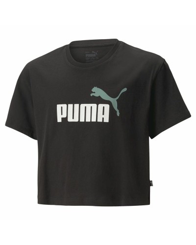 Barn T-shirt med kortärm Puma Logo Cropped  Svart