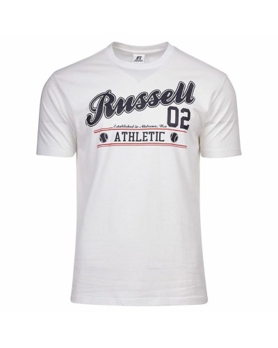 Russell Athletic AMT Camiseta Hombre Blanca - Transpirable Manga Corta Deporte
