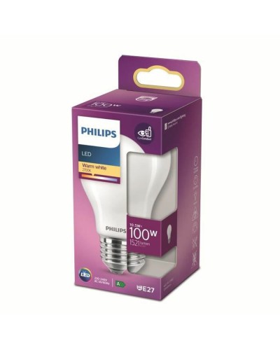 Bombilla LED Philips de 100W, casquillo E27, iluminación eficiente y de ahorro energético.
