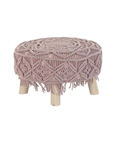 Reposapiés Boho Macramé de Madera Rosa Natural DKD Home Decor (53 x 53 x 31 cm)
