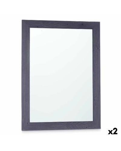 Miroir Mural 60x80 cm Bleu Bois MDF - Lot de 2
