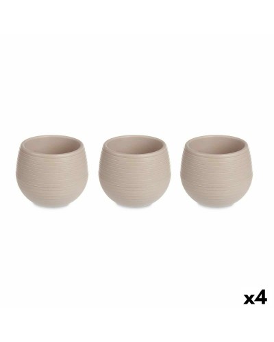 Pottenset Taupe Plastic 16,5 x 16,5 x 14,5 cm (4 Stuks)