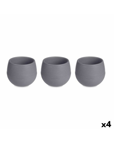 Ensemble de 4 pots Anthracite en Plastique, 16,5 x 16,5 x 14,5 cm
