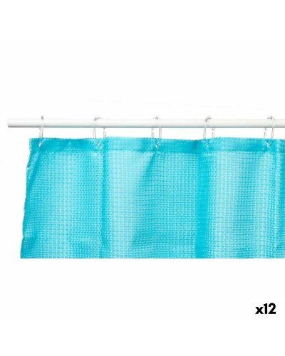 Rideau de Douche Polyester Bleu Aqua 180x180 cm Multipack de 12
