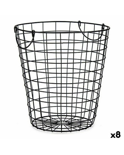 Schwarzer Korb mit Stahlgriffen, 30 cm | 8er-Set | Zum Aufbewahren und Organisieren
