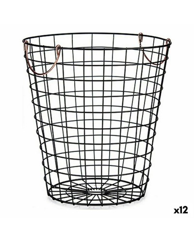 Mand Met handvatten Zwart Staal 30 x 30 x 30 cm (12 Stuks)