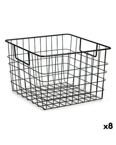 Schwarzer Stahlkorb (29 x 19,5 x 32 cm) mit Griffen (8er-Pack)
