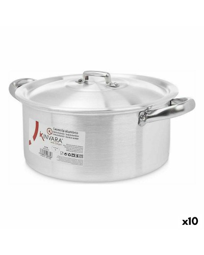 Casserole Argentée 24 cm avec Couvercle pour 4 Litres, Série Professionnelle
