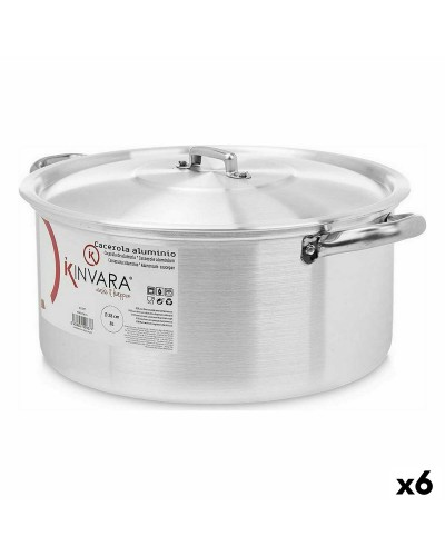 8-Liter-Kochtopf aus silberfarbenem Aluminium mit Deckel | Stilvoll kochen und servieren | 6er-Pack
