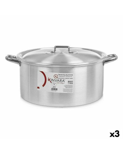 3 Casseruole Argentate in Alluminio da 18 L con Coperchio | Cucina e Conservazione