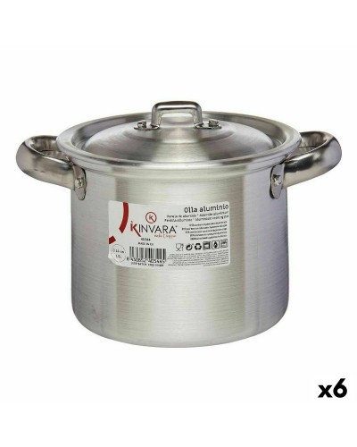 Casserolepan met deksel Ø 14 cm Zilverkleurig Aluminium (6 Stuks)