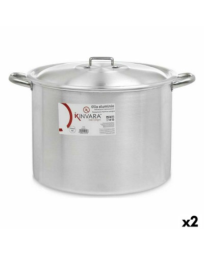 Casserolepan met deksel Ø 36 cm Zilverkleurig Aluminium (2 Stuks)