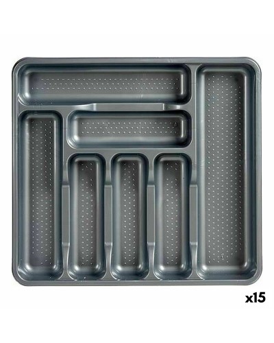 Bestekorganizer Grijs Plastic 39 x 5 x 42,5 cm (15 Stuks)