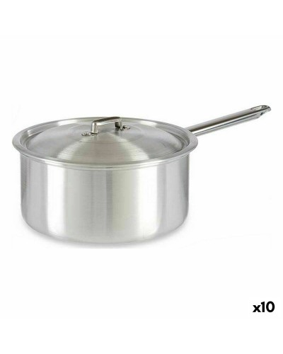 Casseruola Argentata Alluminio Ø 24 cm con Coperchio, 5 Litri - Confezione da 10
