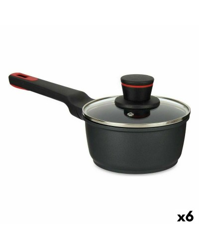 Kastrull med lock Ø 16 cm Svart Aluminium (6 antal)