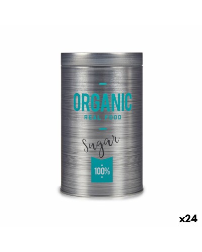 Suikerpot Organic Grijs Blik 10,4 x 18,2 x 10,4 cm Suiker (24 Stuks)