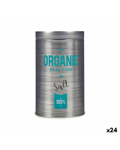 Tin Organic Zout Grijs Blik 10,4 x 18,2 x 10,4 cm (24 Stuks)