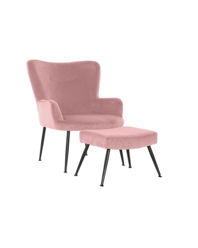 Fauteuil DKD Home Decor S3023869 Moderne, Velours Noir Rose, Métal et Plastique, 70 x 60 x 84 cm
