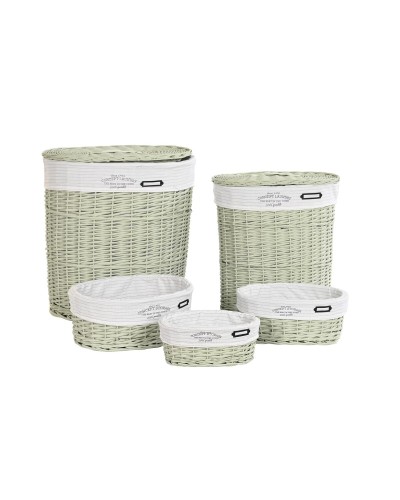 Korgset DKD Home Decor Grön vide 51 x 37 x 56 cm (5 Delar)