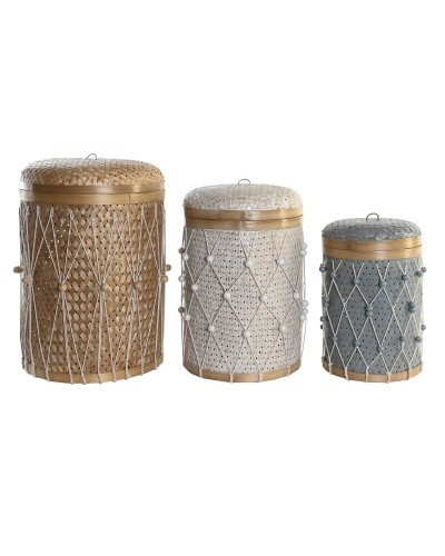 Basket spelset DKD Home Decor Multicolour Bamboe Boho 46 x 46 x 58 cm