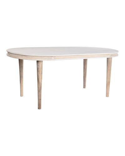 DKD Home Decor Dining Table Golden Brass | White | Mango Wood | 180 x 90 x 76 cm
