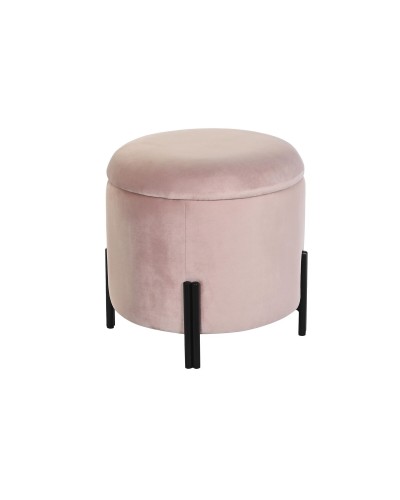 Poggiapiedi DKD Home Decor in Metallo e Velluto, 42x42x42cm, Nero e Rosa