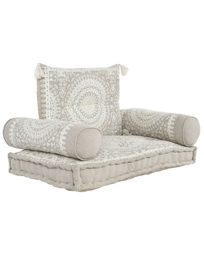 Fåtölj DKD Home Decor Vit Beige 90 x 56 x 15 cm