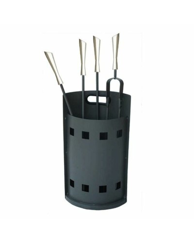 DKD Home Decor Set de Herramientas para Chimenea 4 Piezas de Acero Inoxidable
