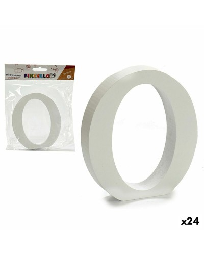 Kirjain O Valkoinen Puu 2 x 16 x 14,5 cm (24 osaa)