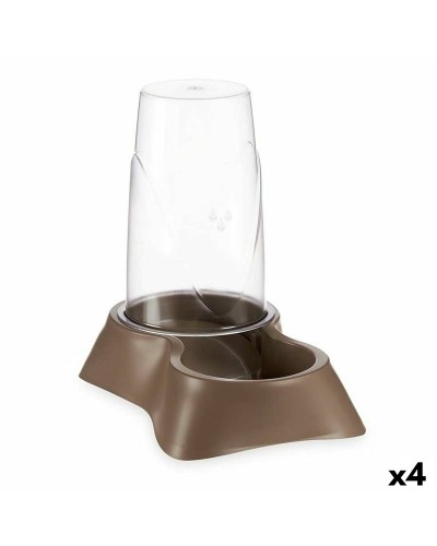 Dierenvoederbak Dispenser Bruin Polypropyleen 3,5 L 21,5 x 32,5 x 32,5 cm (4 Stuks)
