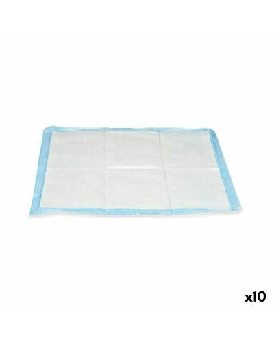 Zindelijkheidstraining-pads voor honden 60 x 60 cm Blauw Wit Papier Polyethyleen (10 Stuks)