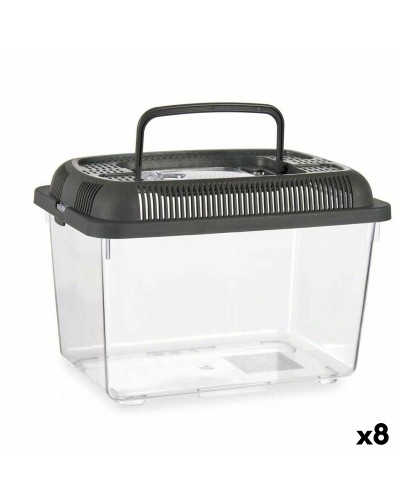 Aquarium en Plastique 7 L avec Poignée, Gris - 20 x 20 x 30 cm (8 Unités)
