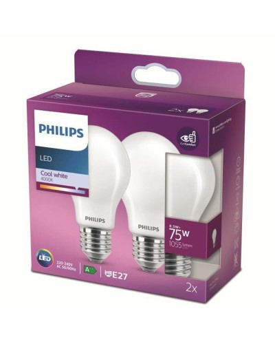 Philips LED-Lampe, 75W-Äquivalent, Warmweiß (4000K), 2er-Pack
