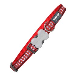 Red Dingo Ossatura Reflective Dog Collar | Red | Medium Size (1.5 x 24-36 cm)

