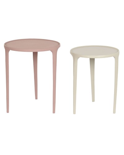 Tables de Rangement DKD Home Decor (2 pcs) Beige Rose 40x40x50 cm
