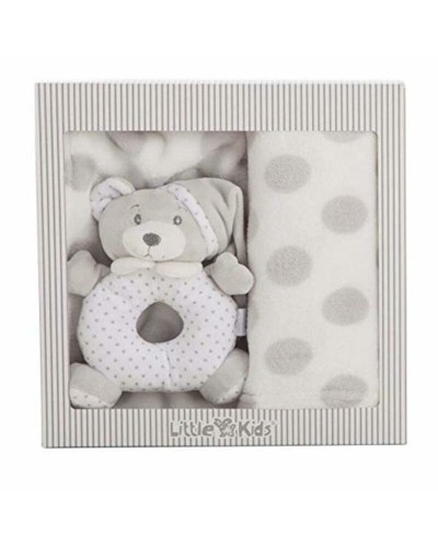 Babydecke Weich Grau 100x75 cm mit Rassel Spielzeug
