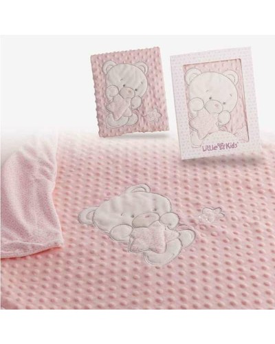 Bebisfilt Björn Rosa Broderi Double