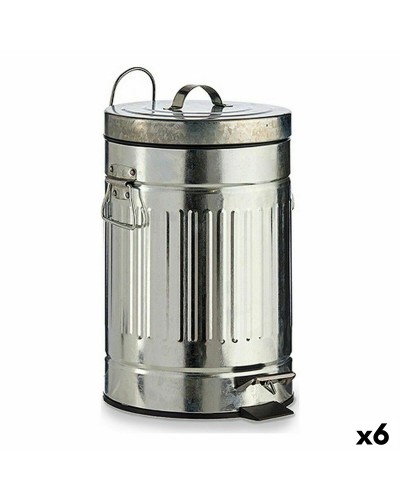 Cubo de Basura a Pedal Plateado Acero Inoxidable de 7 Litros (Paquete de 6)
