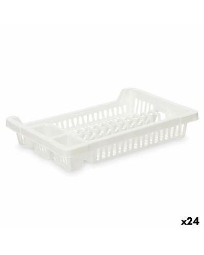 White Plastic Dish Rack (42.5 x 7 x 29.5 cm) - Set of 24
