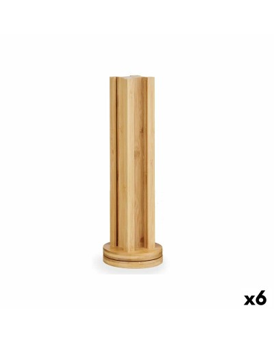 Porte-capsules rotatif en bambou pour capsules de café (11x11x34cm, capacité 36)
