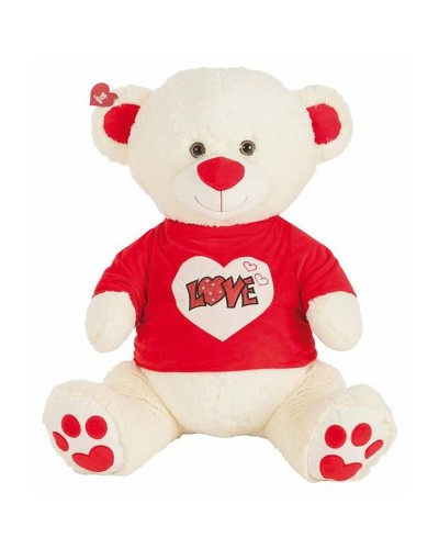 Oso de Peluche Amor Purpurina 90cm - Camiseta Beige - Suave y Agradable
